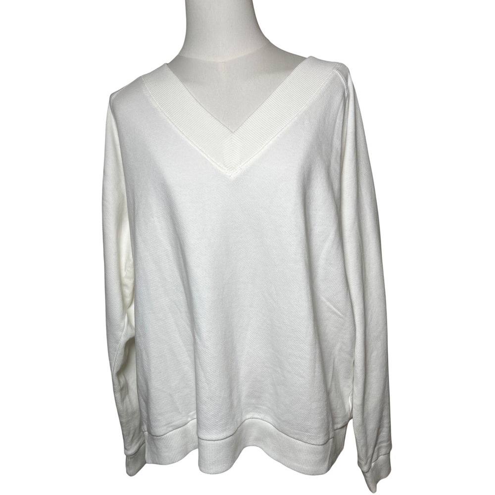 Classic White V-Neck Pullover Sweatshirt Universal Thread‎ Women XXL